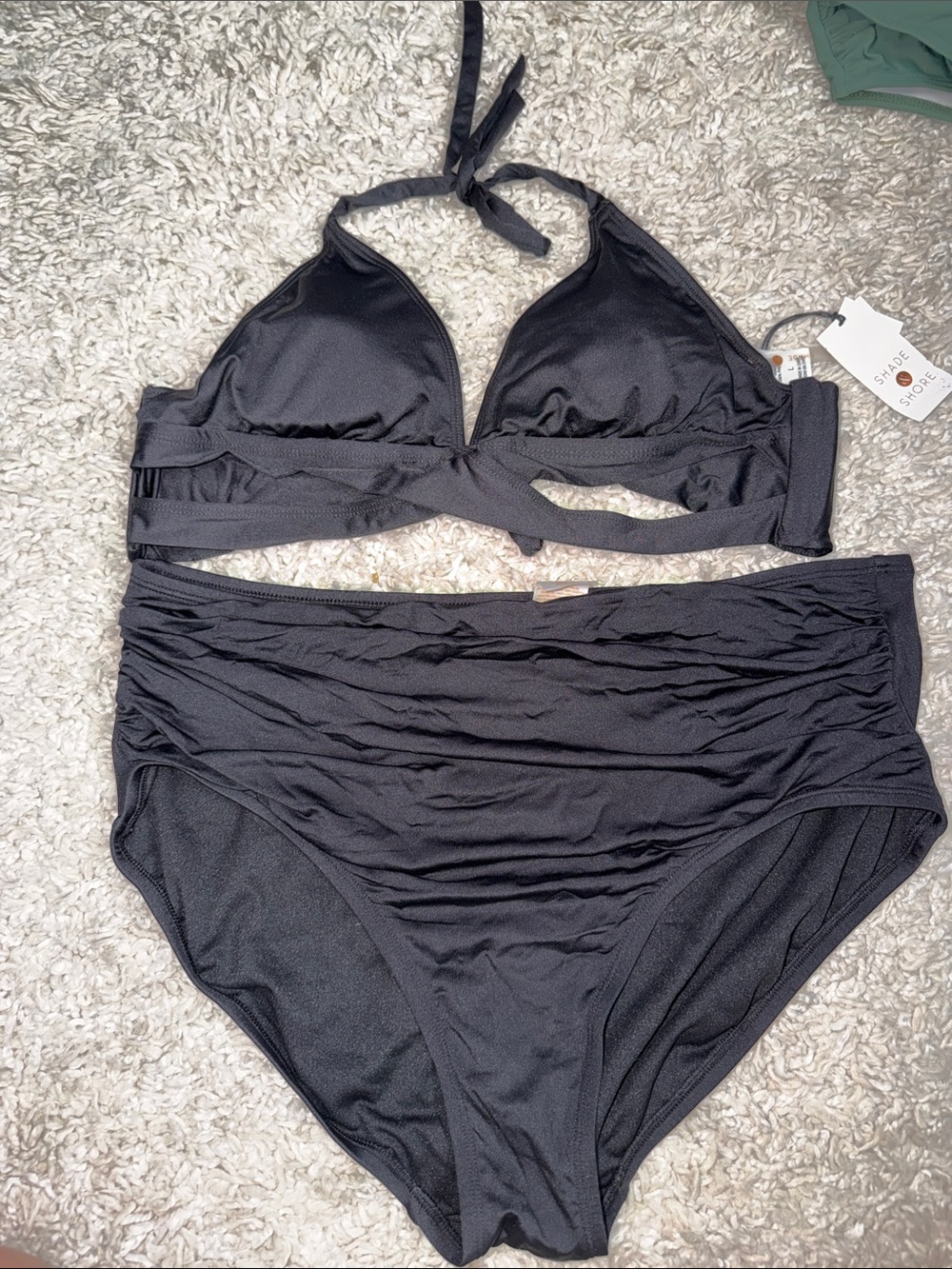 Shade & Shore Black High-Waist Two-Piece Bikini Set
